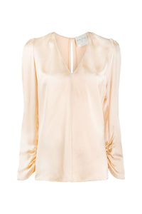 Thumbnail for Viscose Cloquet Satin V Neck Shirt-Shirt-forte_forte-Debs Boutique