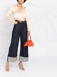 Thumbnail for Viscose Cloquet Satin V Neck Shirt-Shirt-forte_forte-Debs Boutique