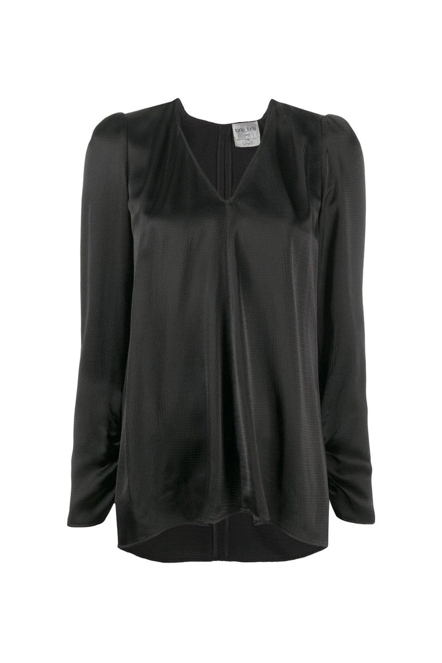 Viscose Cloquet Satin V Neck Shirt-Shirt-forte_forte-Debs Boutique