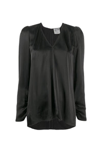 Thumbnail for Viscose Cloquet Satin V Neck Shirt-Shirt-forte_forte-Debs Boutique
