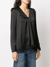 Thumbnail for Viscose Cloquet Satin V Neck Shirt-Shirt-forte_forte-Debs Boutique