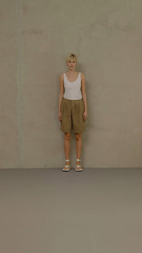 B113 Linen Short in Mustard
