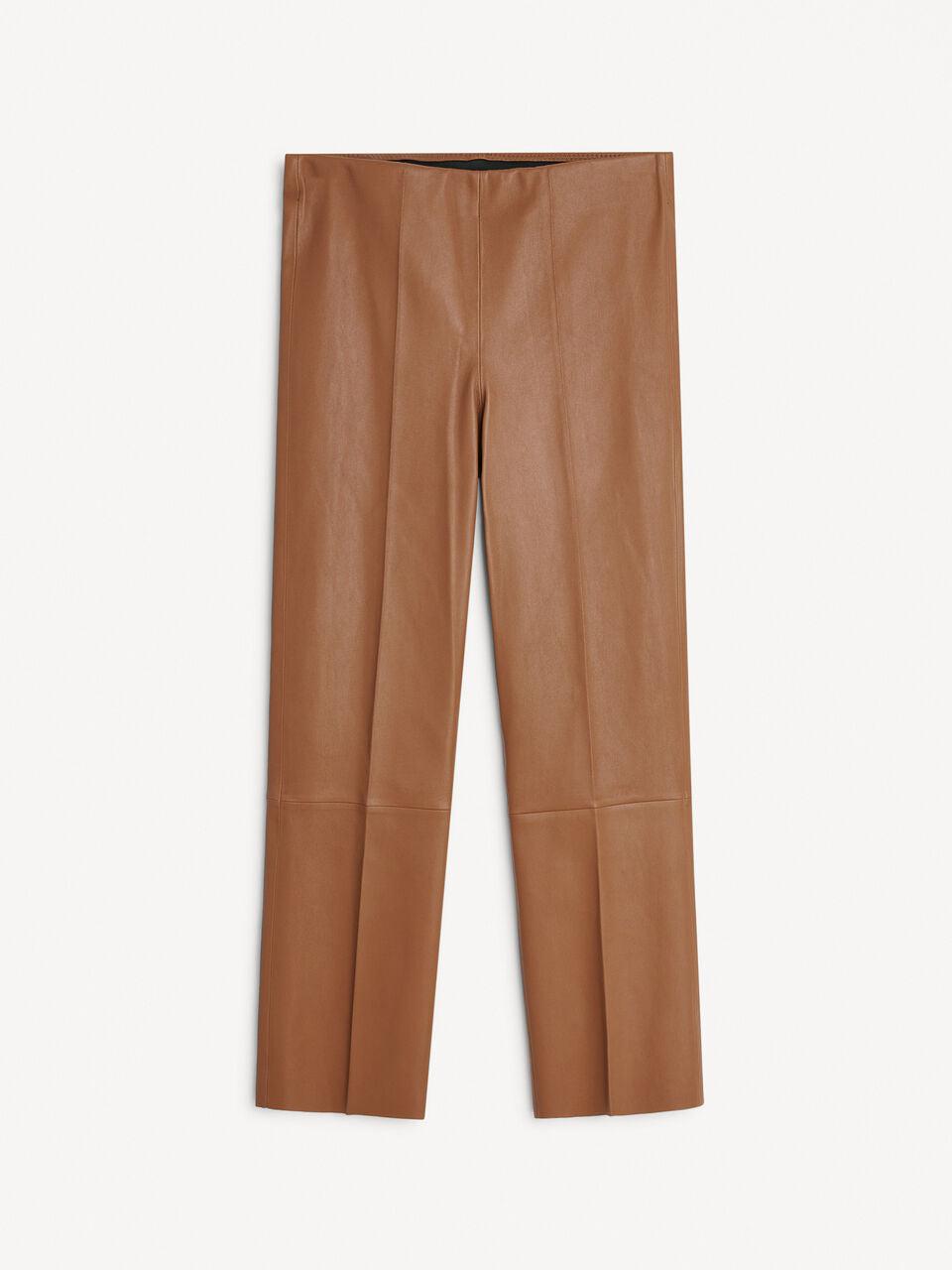 Florentina Dark Tan Leather Pants-Pants-By Malene Birger-Debs Boutique