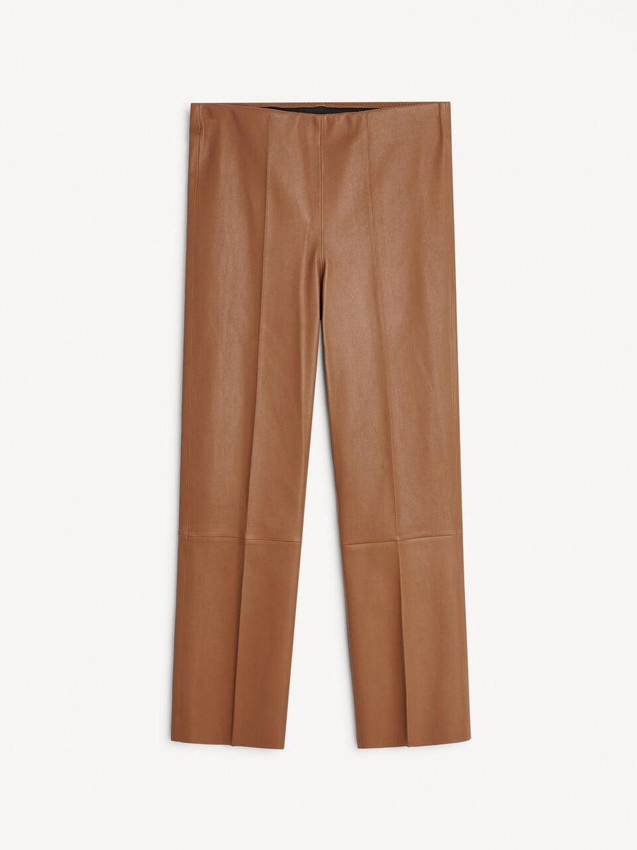 Florentina Dark Tan Leather Pants-Pants-By Malene Birger-Debs Boutique