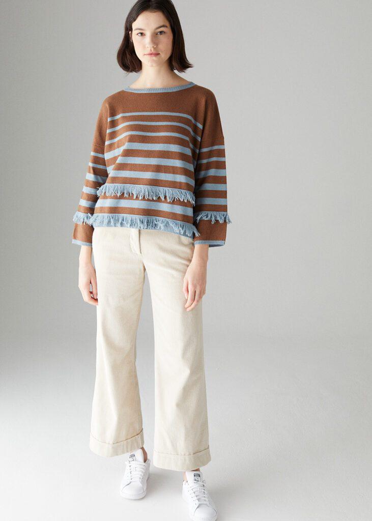 Fringe Stripe Silk Blend Knit