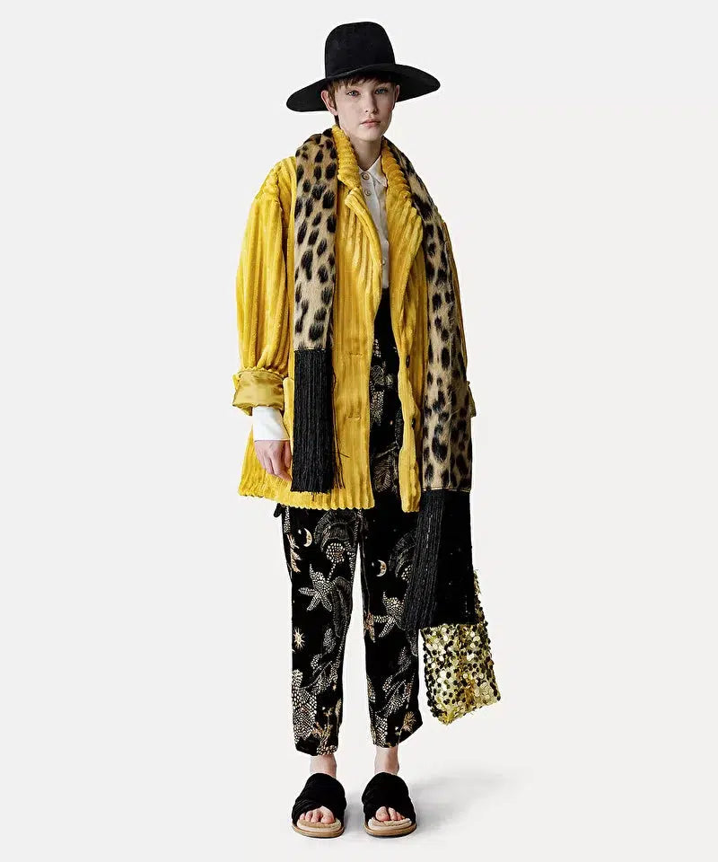 "Mi alma selvaje" print velvet pinces pants-Pant-Forte Forte-Debs Boutique