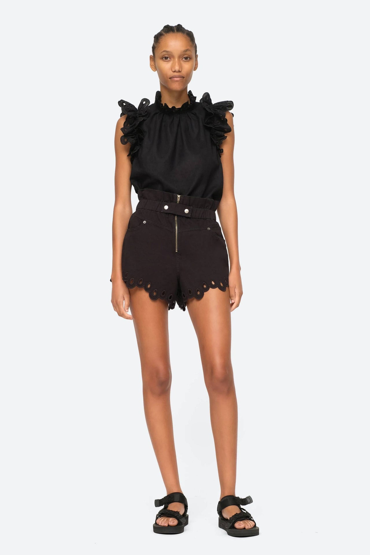 Lee Embroidery Short in Black-Short-Sea New York-Debs Boutique
