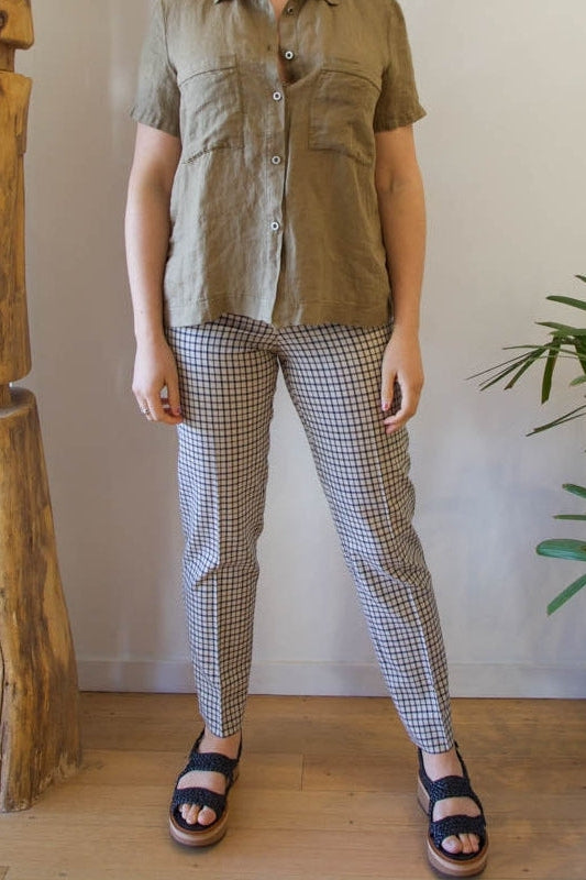 Plaid Flat Fronted Trouser-Pants-Rosso35-Debs Boutique
