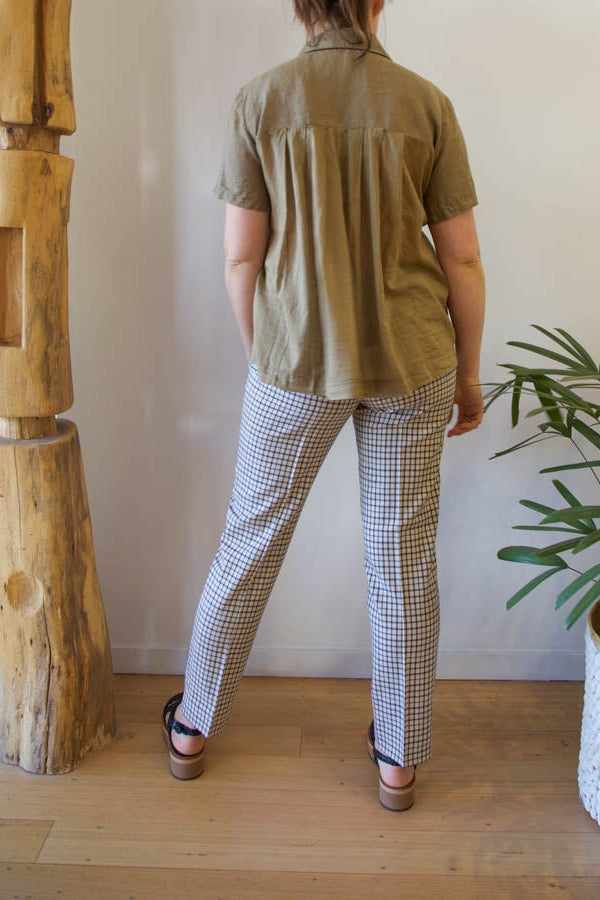 Plaid Flat Fronted Trouser-Pants-Rosso35-Debs Boutique