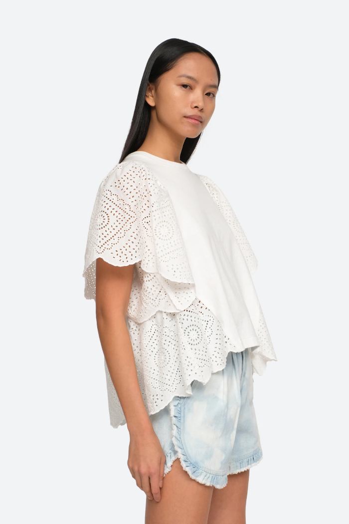 Vienne Eyelet Flutter Sleeve Top-Top-Sea New York-Debs Boutique