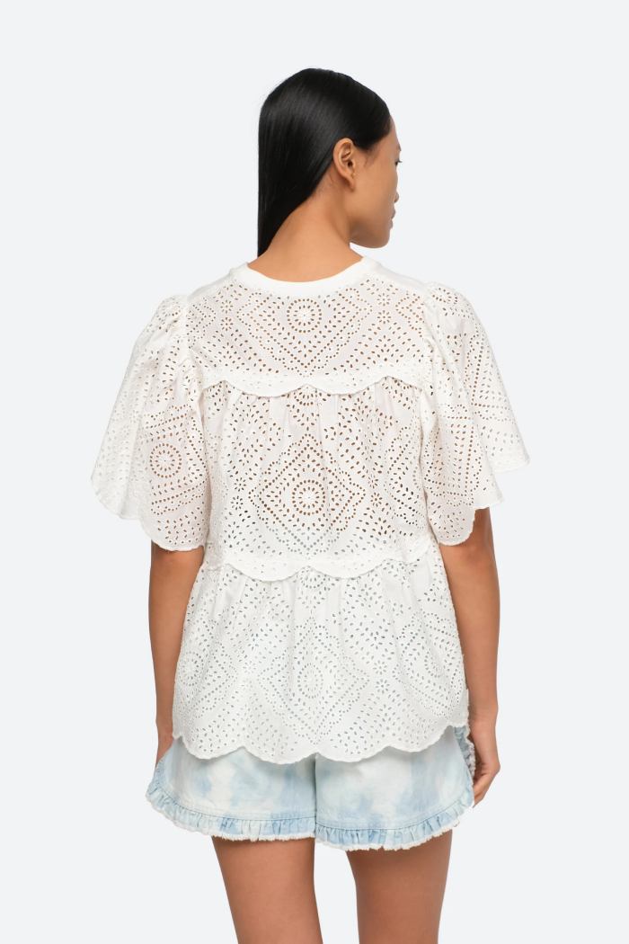 Vienne Eyelet Flutter Sleeve Top-Top-Sea New York-Debs Boutique