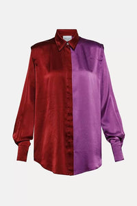 Thumbnail for Colour block satin silk shirt-Shirt-Forte Forte-Debs Boutique