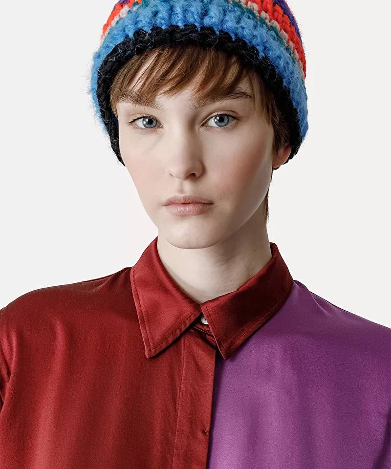 Colour block satin silk shirt-Shirt-Forte Forte-Debs Boutique