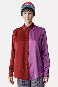 Thumbnail for Colour block satin silk shirt-Shirt-Forte Forte-Debs Boutique