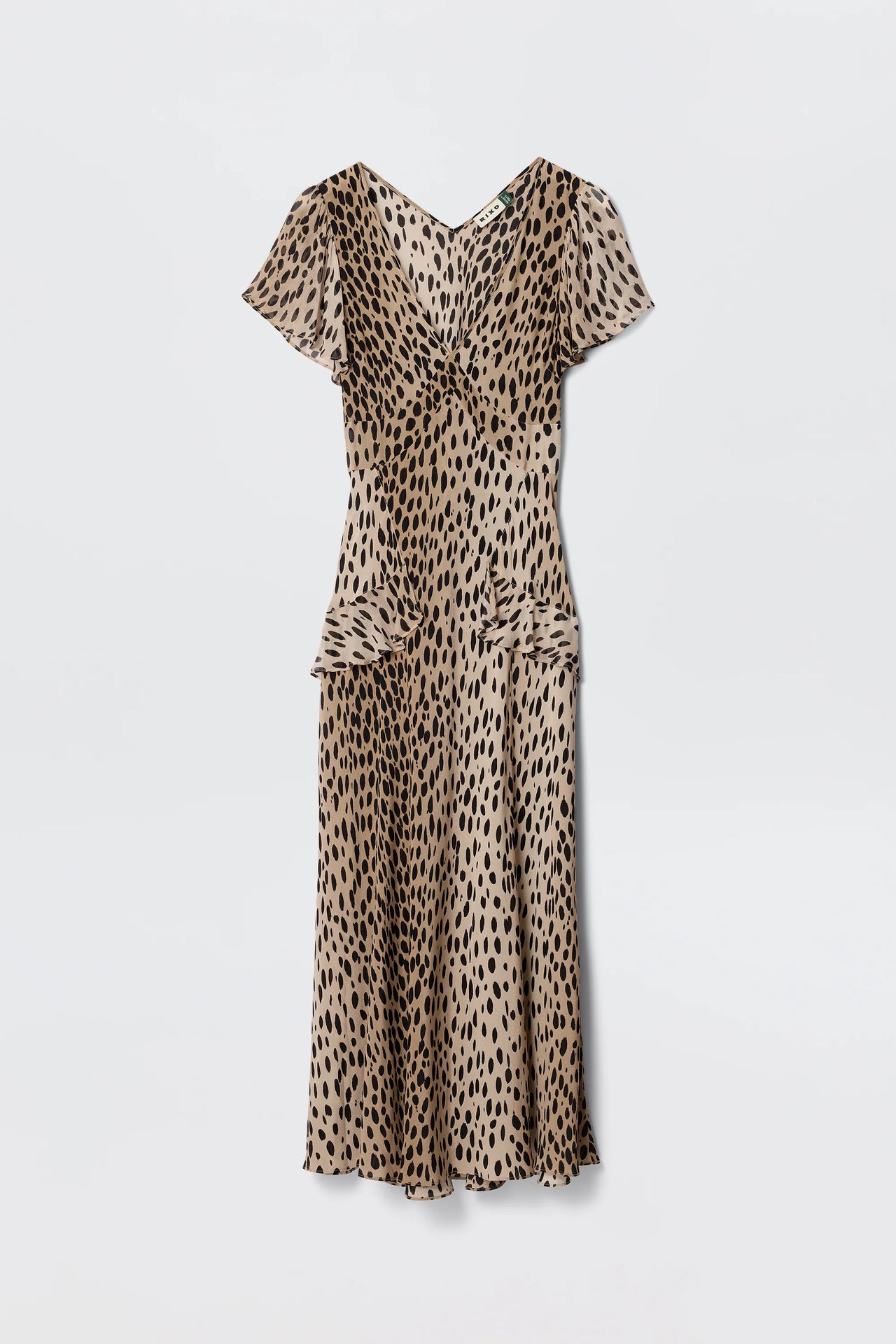 Evie Dress Antelope Spot Black-Dress-Rixo-Debs Boutique