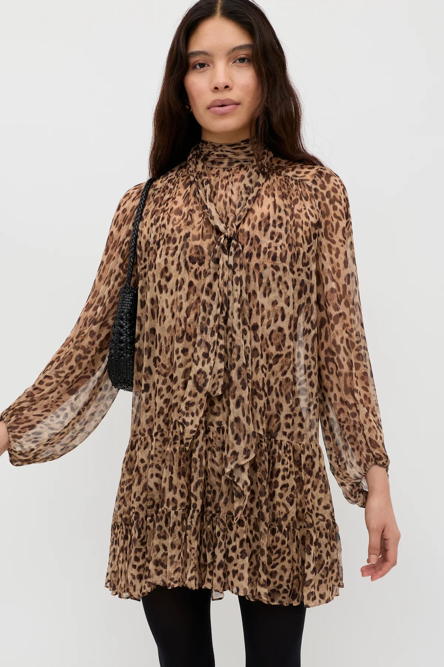 Anaya Dress Mila Leopard Brown-Dress-Rixo-Debs Boutique