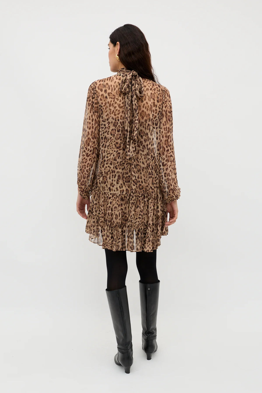 Anaya Dress Mila Leopard Brown-Dress-Rixo-Debs Boutique