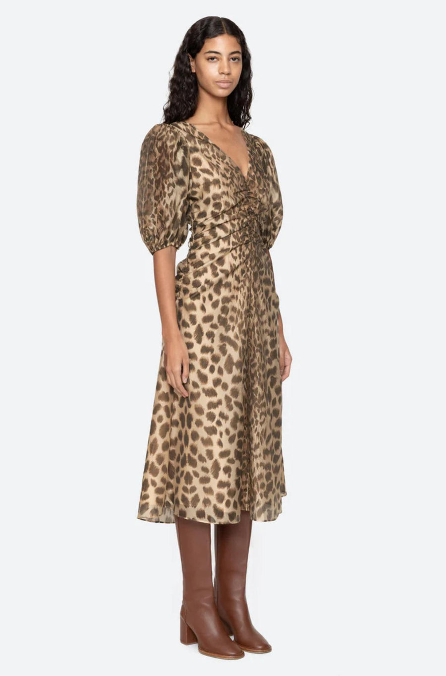 Claude Print Puff Midi Dress cream-Dress-Sea New York-Debs Boutique