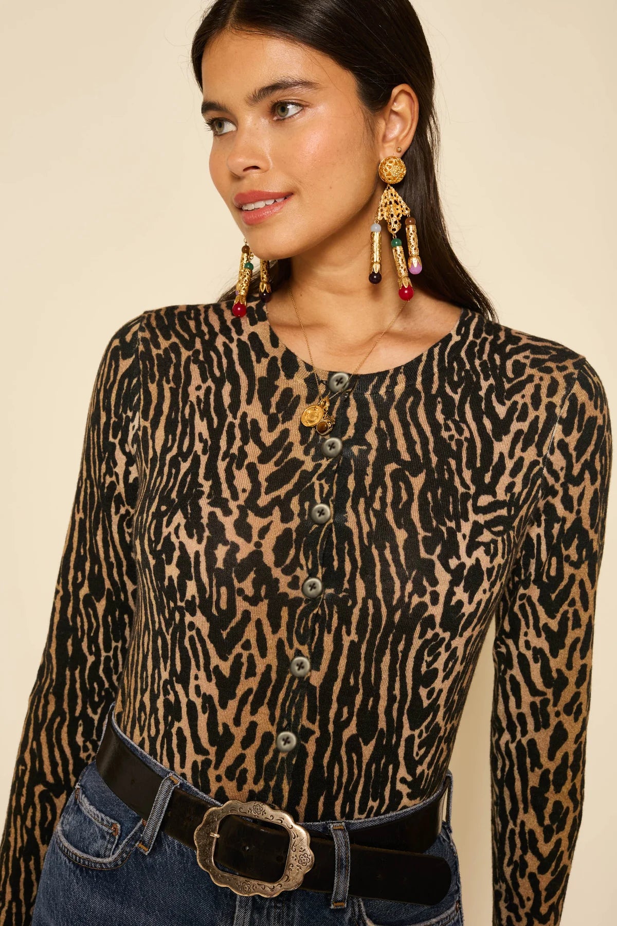 Peony Jumper Bohemia Leopard Brown-Sweater & Cardigans-Rixo-Debs Boutique