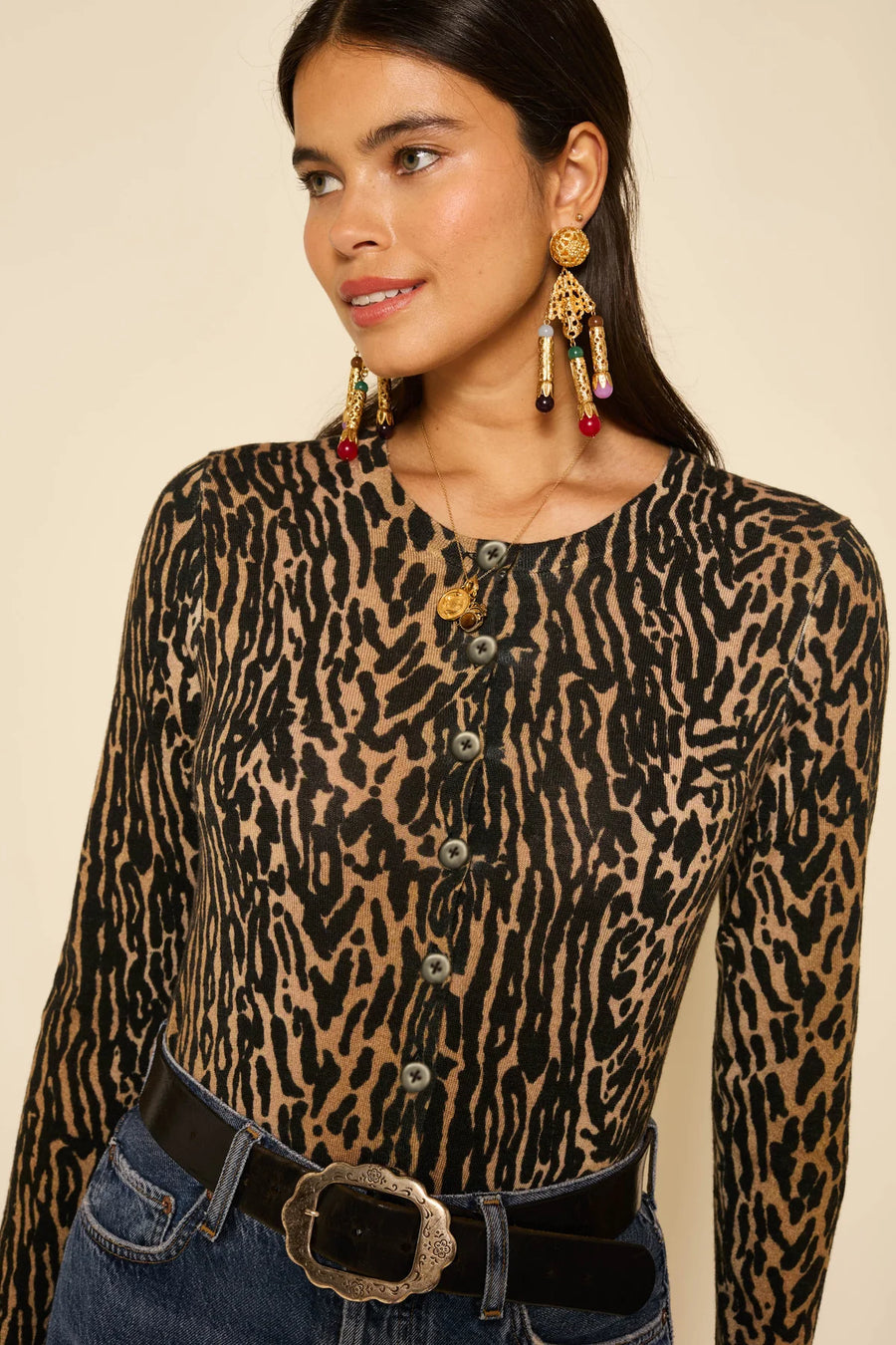 Peony Jumper Bohemia Leopard Brown-Sweater & Cardigans-Rixo-Debs Boutique