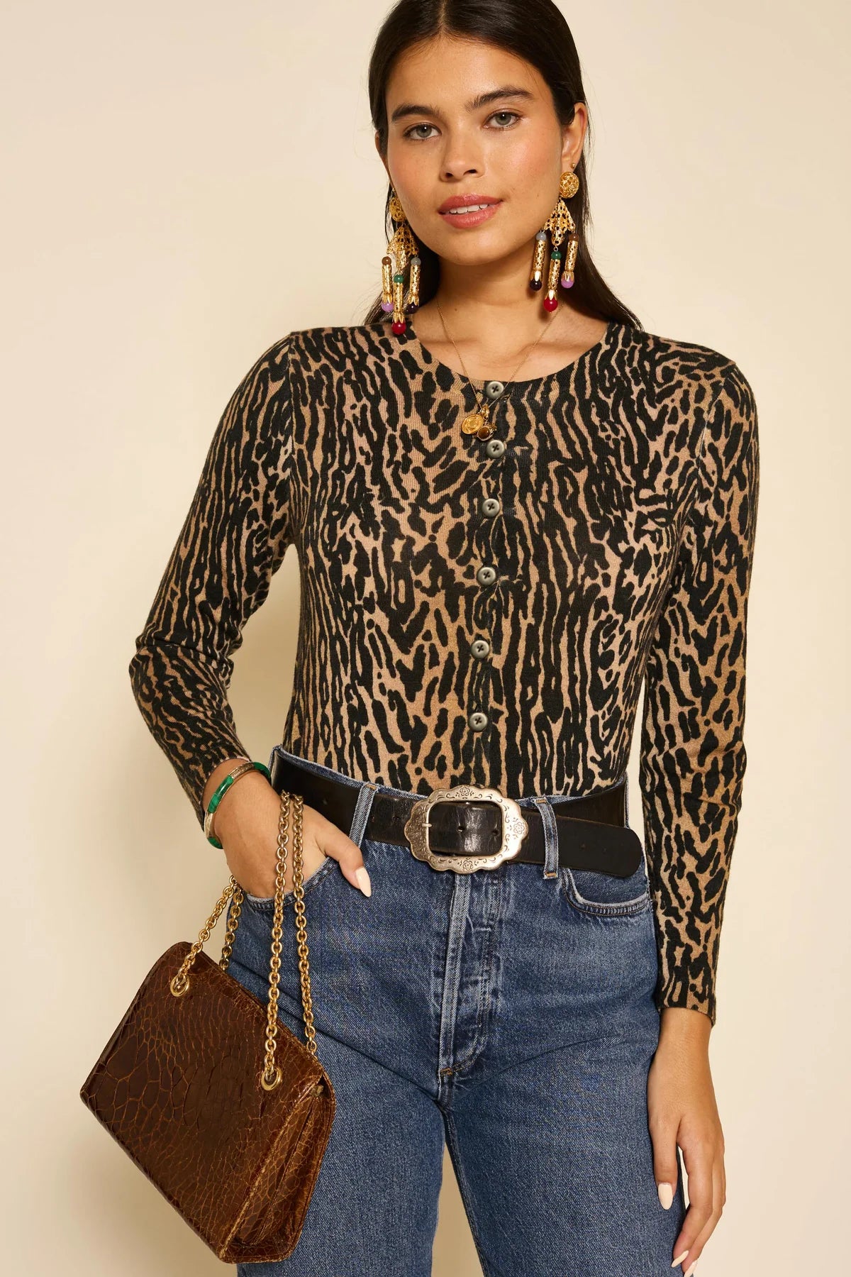 Peony Jumper Bohemia Leopard Brown-Sweater & Cardigans-Rixo-Debs Boutique
