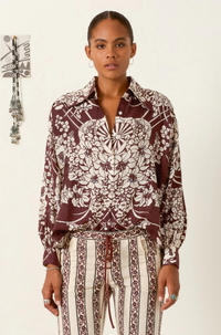 Thumbnail for Emery Auburn Spoke Silk Shirt