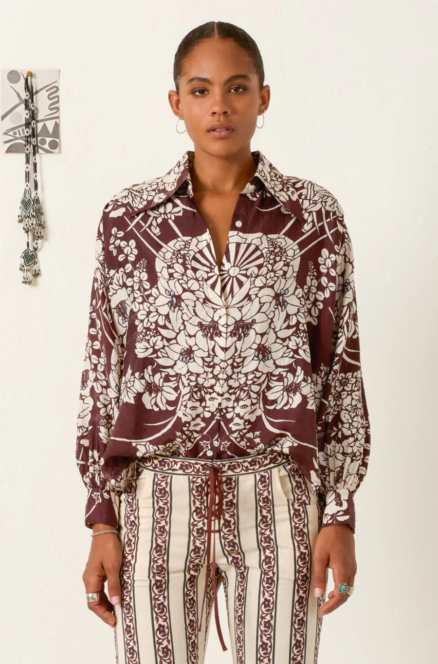 Emery Auburn Spoke Silk Shirt
