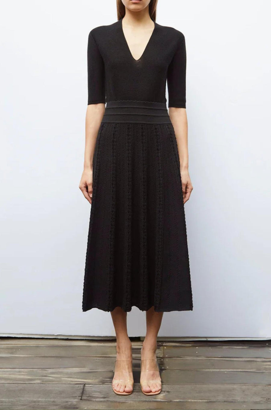 Saga Interwoven Ribbon Knit skirt Noir-Skirt-Molli-Debs Boutique