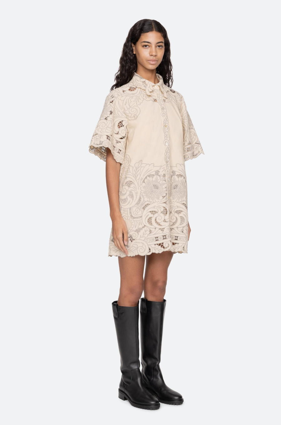 Ceci Embroidery Shirtdress Cream-Dress-Sea New York-Debs Boutique