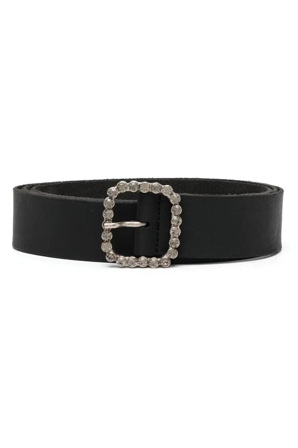 Crystals Buckle Leather Belt in Nero-Accessories-forte_forte-Debs Boutique