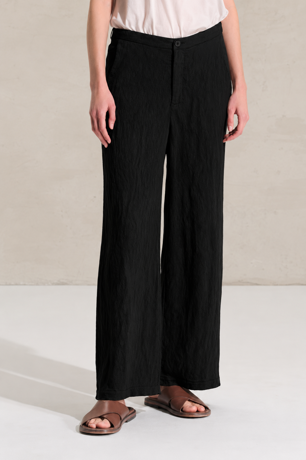 Textural Wide Pant Black