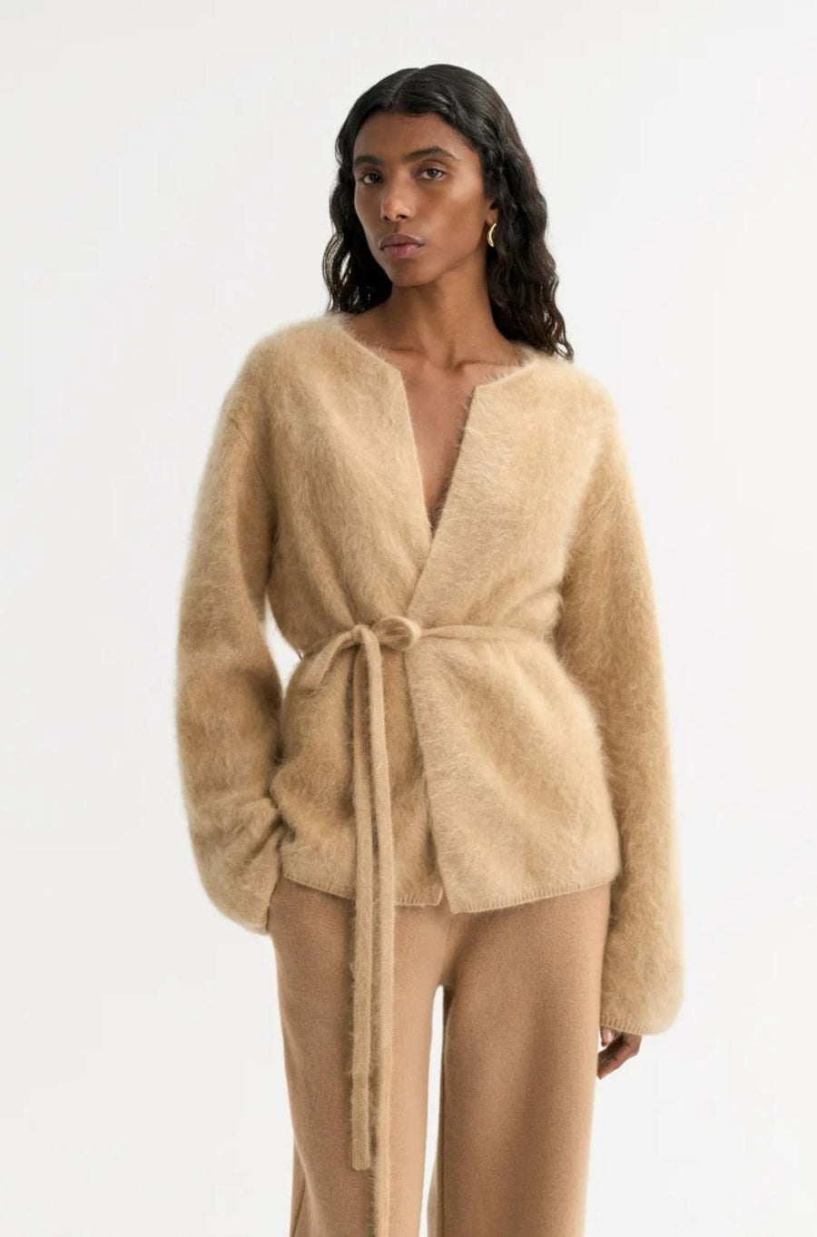 Brushed Cardigan Camel-SWEATERS & CARDIGANS-Soft Goat-Debs Boutique