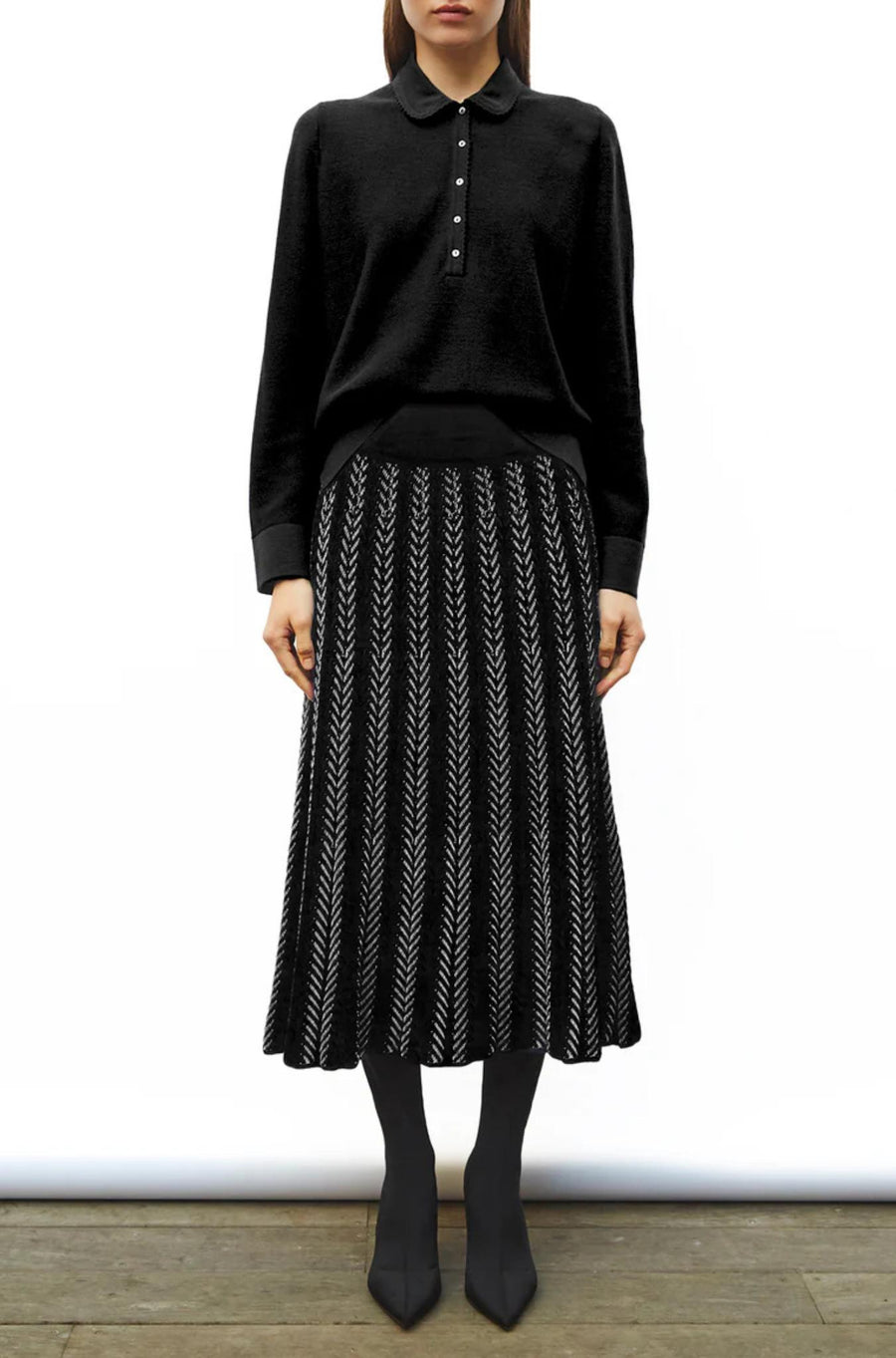 BASTIEN Scalloped Collar Knit-Sweater-Molli-Debs Boutique