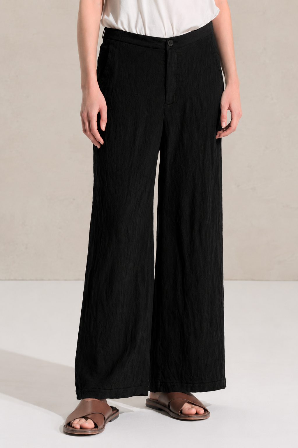 Textural Wide Pant Black