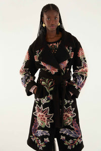 Thumbnail for Marvelous Garden Black Fleece Coat-Jackets & outerweare-Farm Rio-Debs Boutique