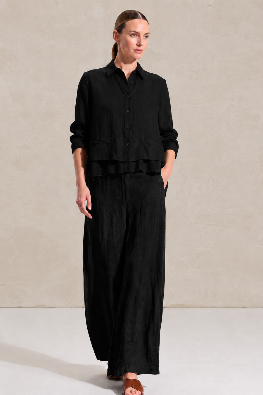 Detailed Hem Shirt Black