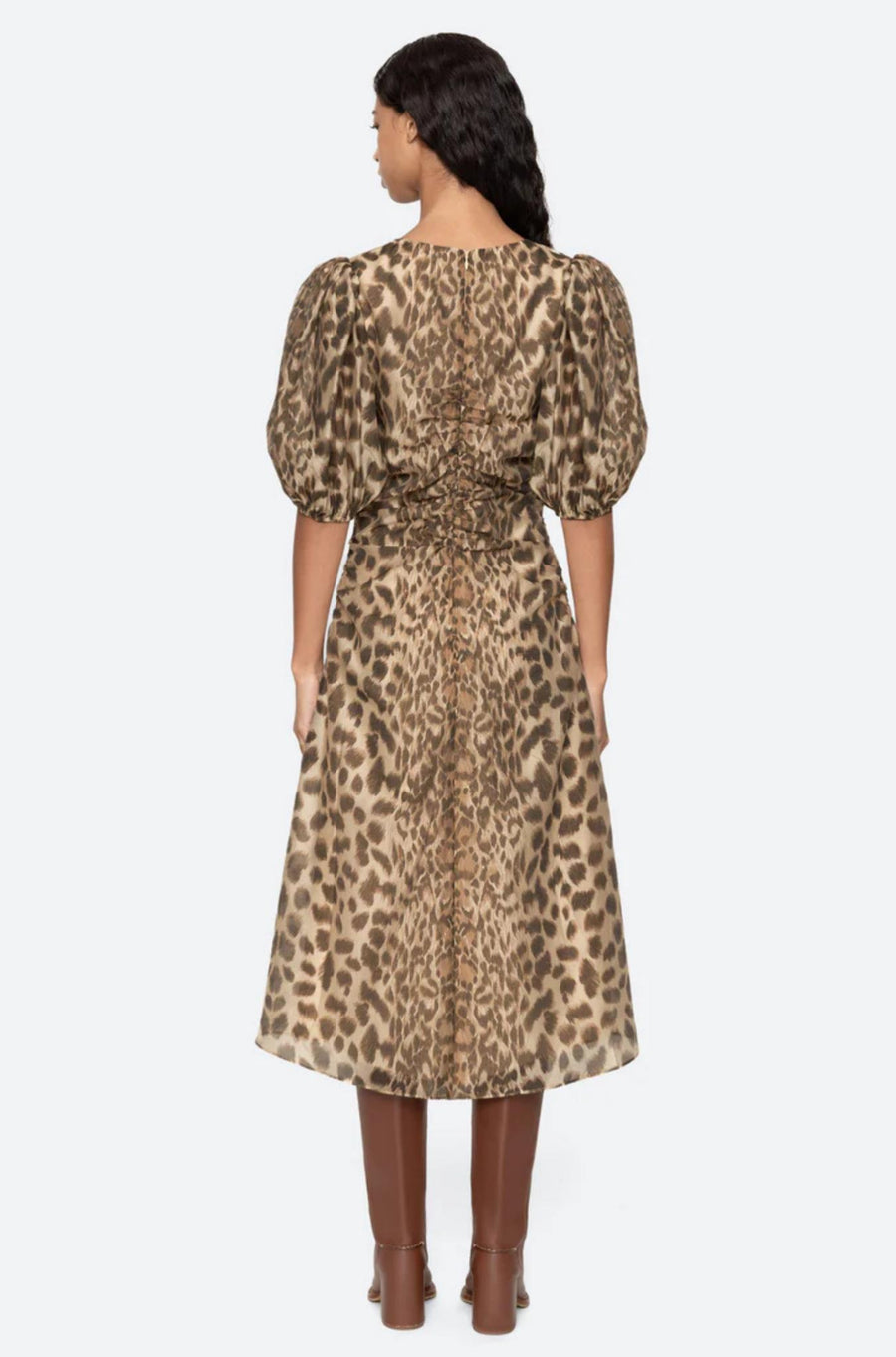 Claude Print Puff Midi Dress cream-Dress-Sea New York-Debs Boutique