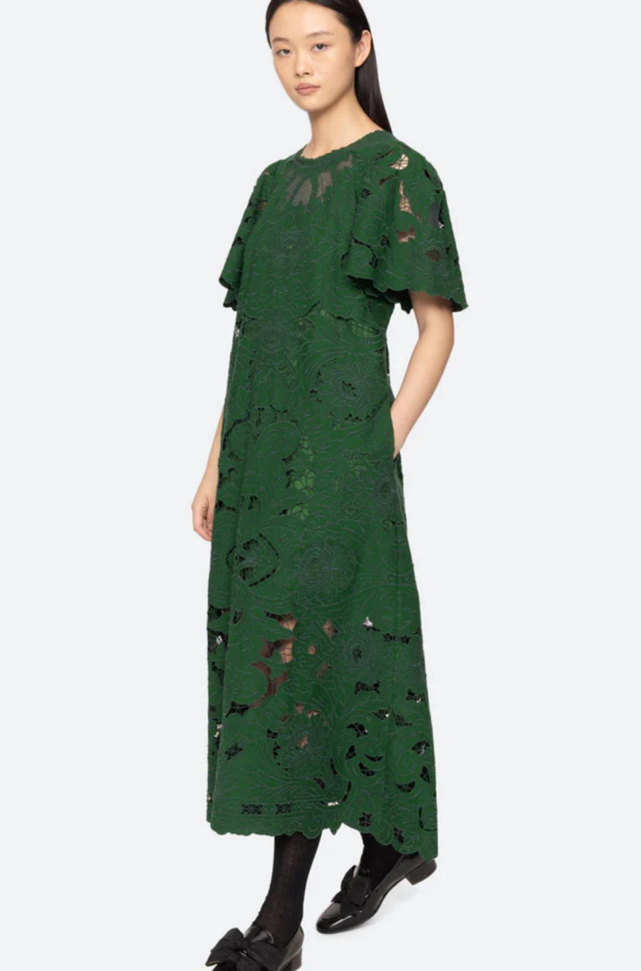 Ceci Embroidery Maxi Dress Green-Dress-Sea New York-Debs Boutique