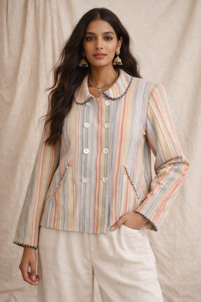 Hand Painted Reversible Jacket-JACKETS & OUTERWEAR-Dhaari-Debs Boutique