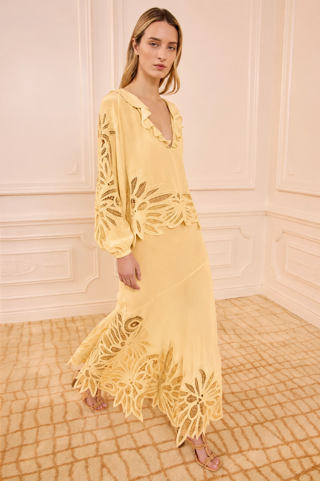 Adonis Silk Applique Blouse Dandelion