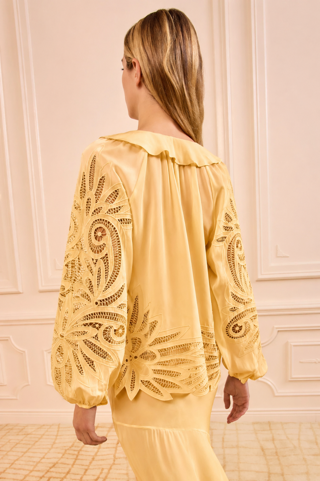 Adonis Silk Applique Blouse Dandelion