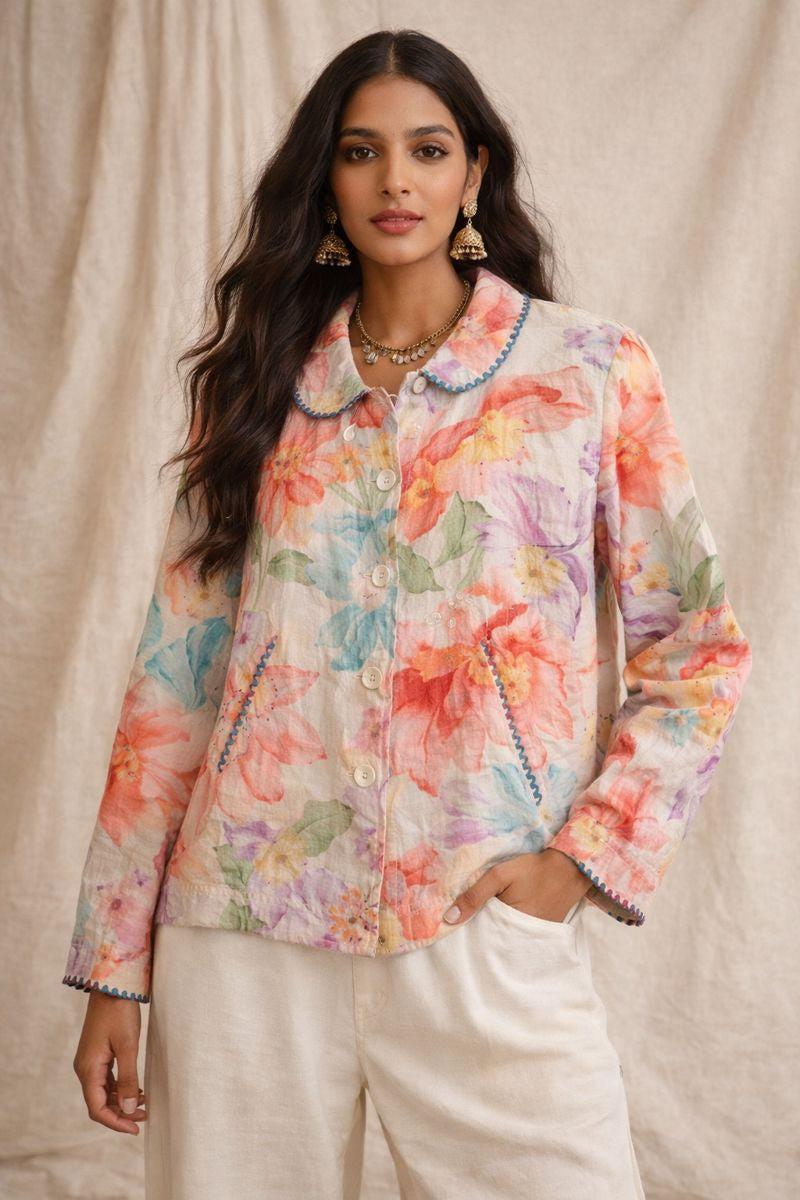 Hand Painted Reversible Jacket-JACKETS & OUTERWEAR-Dhaari-Debs Boutique