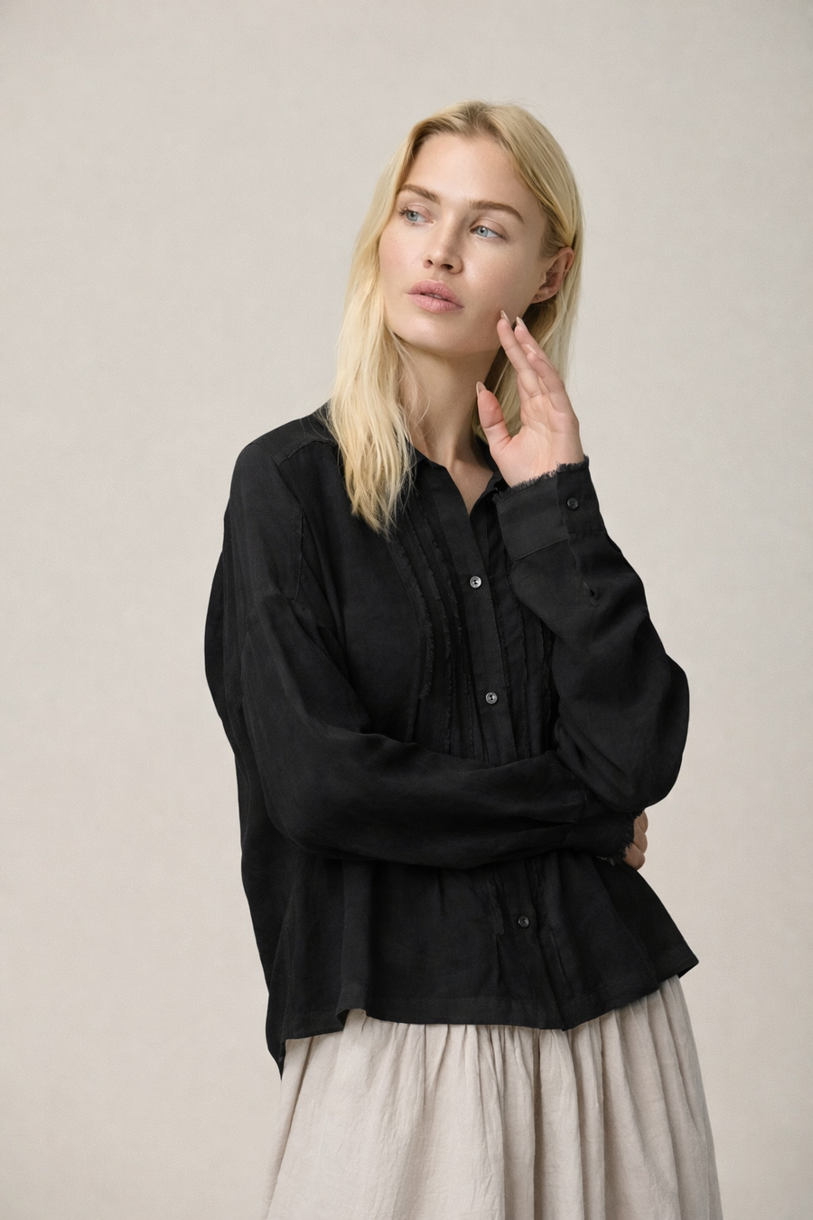 Silk Habotai Shirt - Black
