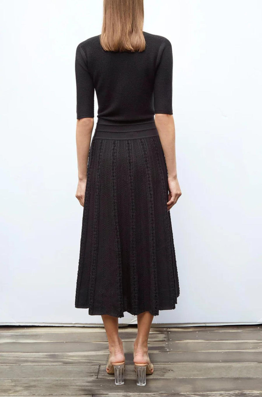 Saga Interwoven Ribbon Knit skirt Noir-Skirt-Molli-Debs Boutique