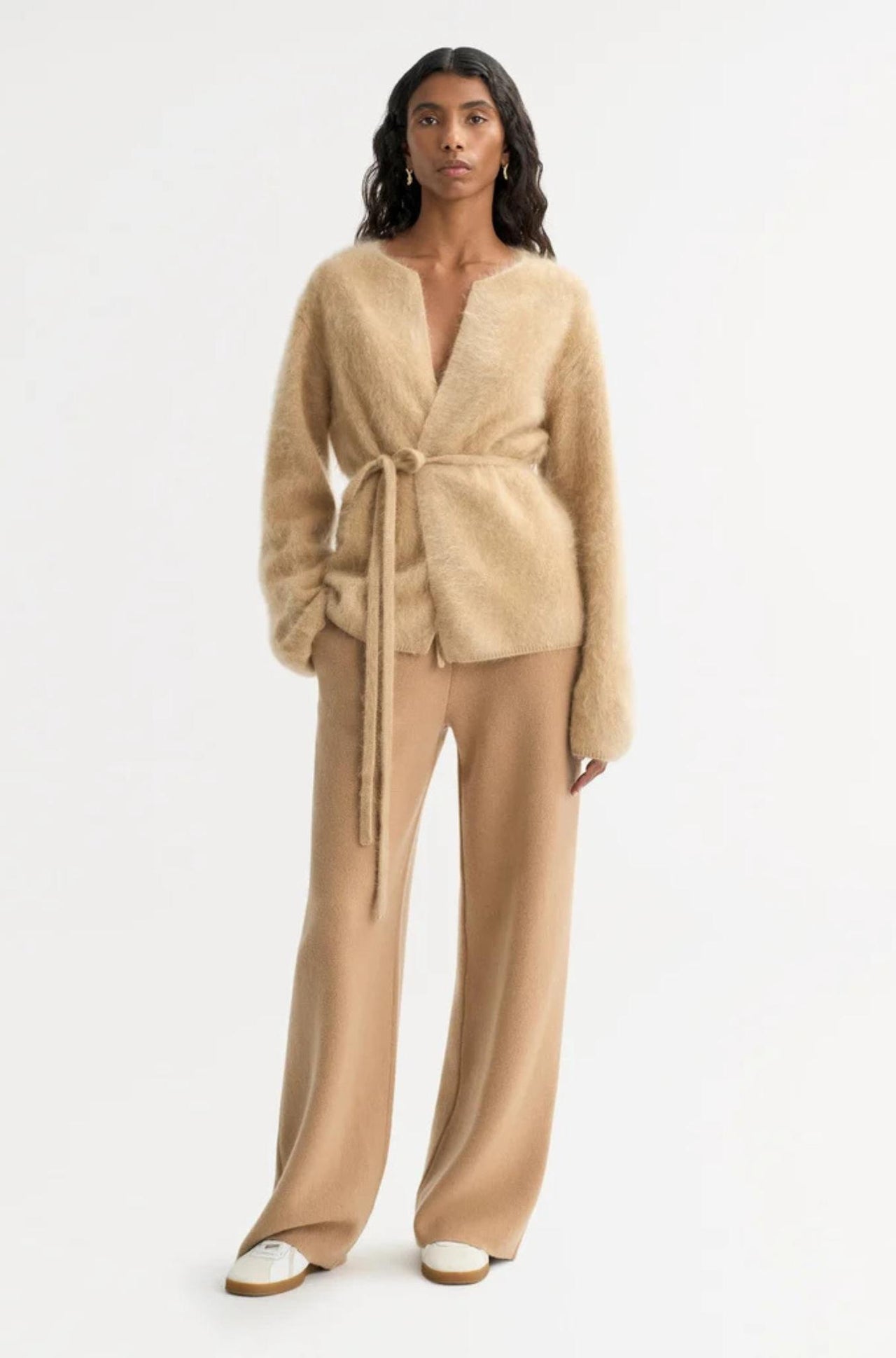 Brushed Cardigan Camel-SWEATERS & CARDIGANS-Soft Goat-Debs Boutique