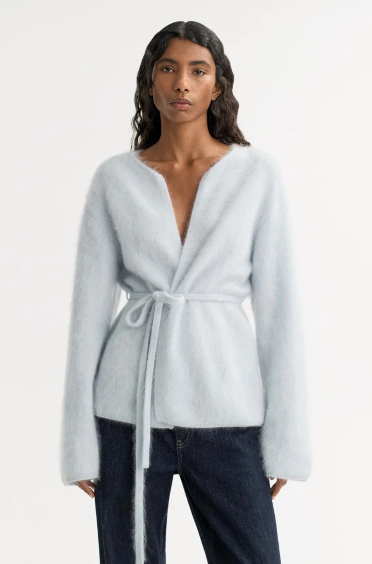 Brushed Cardigan Light Blue-SWEATERS & CARDIGANS-Soft Goat-Debs Boutique