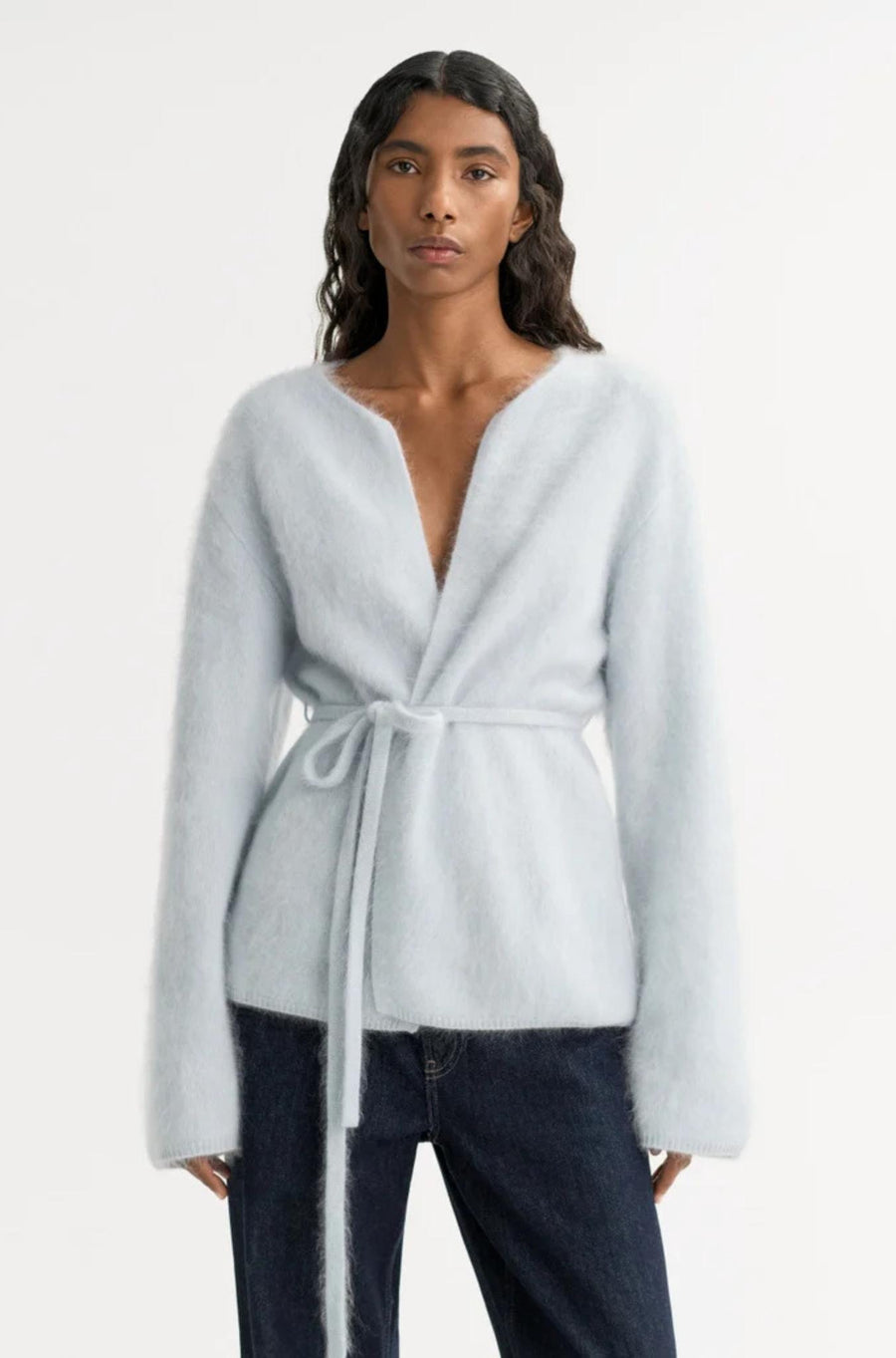 Brushed Cardigan Light Blue-SWEATERS & CARDIGANS-Soft Goat-Debs Boutique