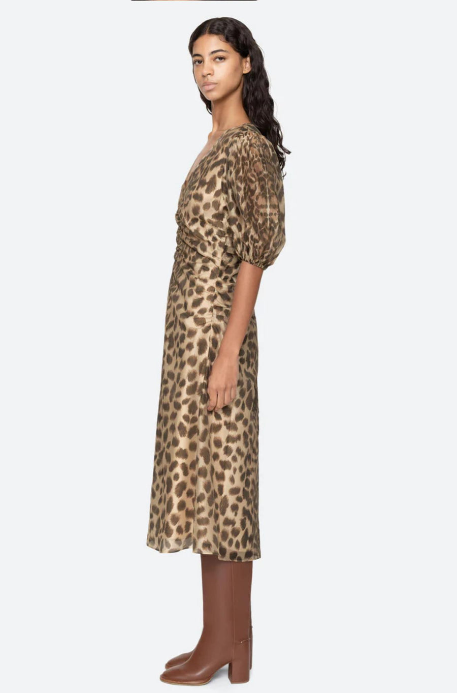 Claude Print Puff Midi Dress cream-Dress-Sea New York-Debs Boutique