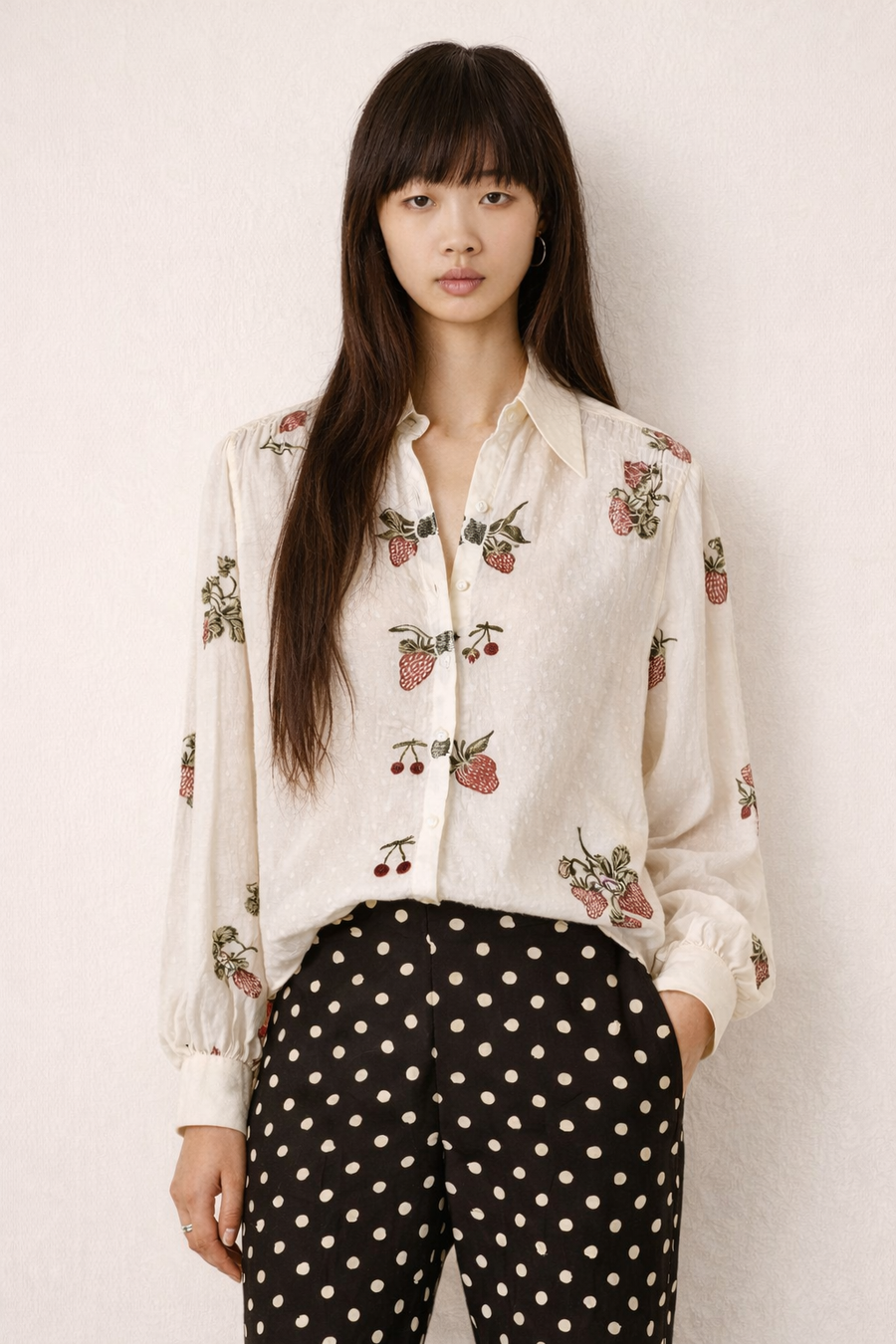 Priscilla Strawberry Dot Shirt