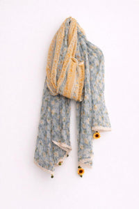 Thumbnail for Handwoven Silk/Cotton Sunflower Scarf